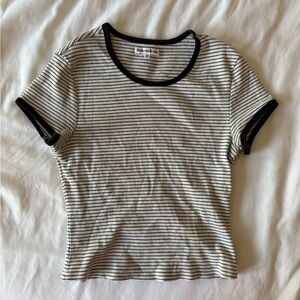 Reformation Black and White Striped Top
